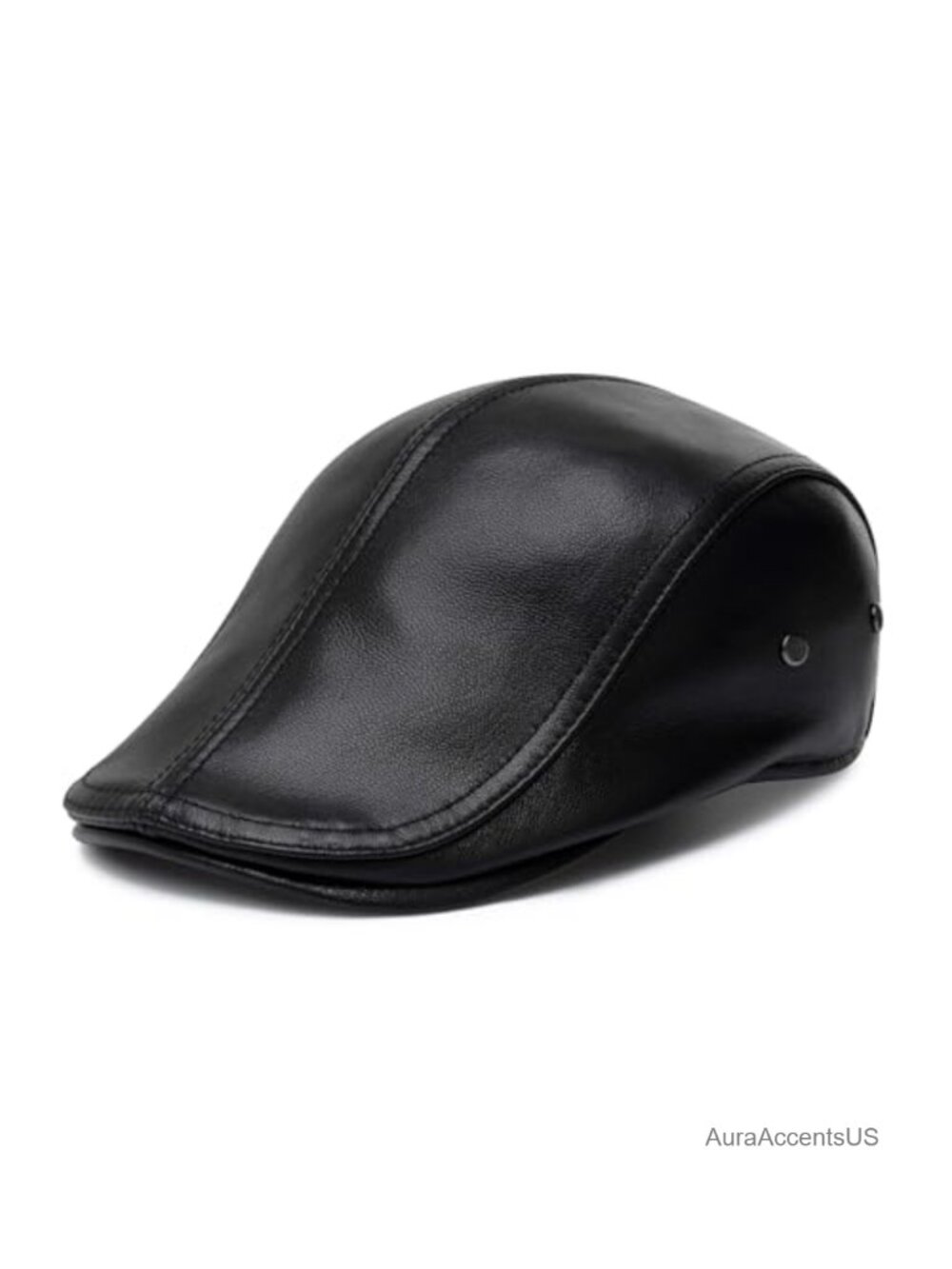 Genuine Leather Newsboy Cap Adjustable Buckle Men's Flat Ivy Hat